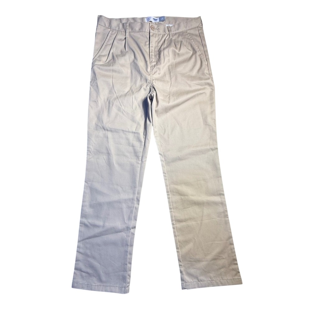 Old Navy Boys Khaki Straight Chino Pants Tan 14 Husky Adjustable Waist NWT-2123